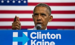 Le président américain Barack Obama lors d'un meeting de soutien à Hillary Clinton, le 20 octobre 2016 à Miami, en Floride