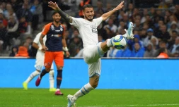 L'attaquant argentin de Marseille Dario Benedetto contre Montpellier, le 21 septembre 2019 Ă Marseille
