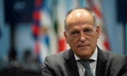 Le président de la Ligue espagnole (LaLiga) Javier Tebas lors d'un entretien à l'AFP, à Madrid, le 21 octobre 2020