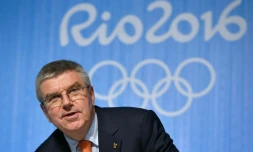 Le président du CIO Thomas Bach lors d'une conférence de presse le 4 août 2016 à Rio