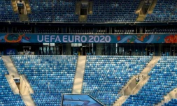 Le stade de Saint- Pétersbourg, qui accueillera des matches de l'Euro de football, le 22 avril 2021