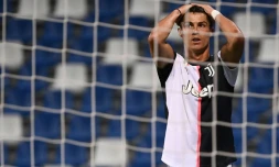 L'attaquant de la Juventus Cristiano Ronaldo lors du match contre Sassuolo le 15 juillet 2020 Ă Reggio d'Emilie