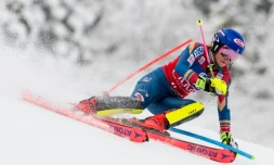 L'Américaine Mikaela Shiffrin lors de la seconde manche du slalom de Lienz en Autriche, le 28 décembre 2017