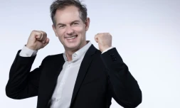 L'ancien champion de ski de bosses Edgar Grospiron, qui va prendre la tête du Comité d'organisation des JO Alpes françaises 2030, à Paris le 13 février 2025