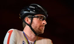 Le Britannique Bradley Wiggins pendant les Six jours de Londres 2016 au VeloPark Lee Valley, à l'est de Londres, le 25 octobre 2016