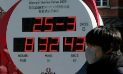 Un compte à rebours à l'arrêt pour les JO 2020, le 25 mars 2020 à Tokyo