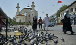 Des Afghans dans une rue de Kaboul, le 18 août 2021 après la prise de la ville par les talibans