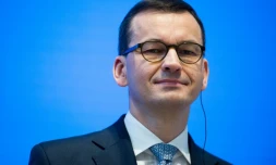 Le Premier ministre polonais Mateusz Morawiecki lors d'une conférence de presse à Bratislava le 7 février 2019
