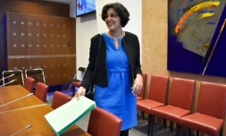 La ministre du Travail Myriam El Khomri dans les locaux de l'Assemblée Nationale, le 29 mars 2016