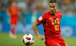 Le stratège belge Eden Hazard contre le Japon en 8e de finale du Mondial, le 2 juillet 2018 à Rostov-sur-le-Don