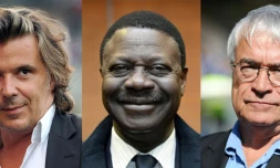 Photo montage de Vincent Labrune (g Ă  d), Pape Diouf et Jean-Claude Dassier, le 18 novembre 2014