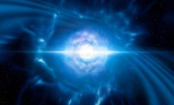 Vue d'artiste montrant deux étoiles à neutrons