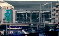 La façade de l'aéroport de Zaventem, près Bruxelles, touché le 22 mars 2016 comme le métro bruxellois par des attentats jihadistes faisant 31 morts