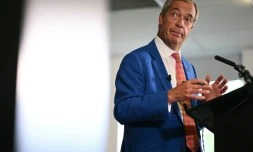 Le leader du parti Reform UK, Nigel Farage, le 4 septembre 2026 à Birmingham, au Royaume-Uni