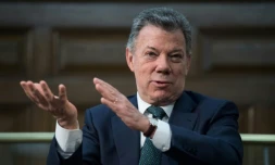 Le président colombien Juan Manuel Santos, lors d'une conférence à Londres, le 10 novembre 2017