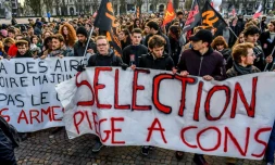 Manifestation contre la sélection à l'entrée de l'université, le 1er février 2018, à Lille