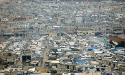 Vue du camp pour déplacés d'Atmé, dans la province d'Idleb, dans le nord-ouest de la Syrie, le 5 février 2025