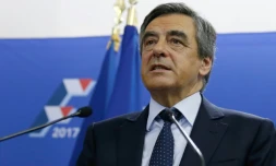 François Fillon lors de son allocution au soir du premier toure de la primaire de la droite et du centre, le 20 novembre 2016 à Paris