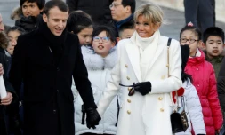 Brigitte et Emmanuel Macron lors de la visite de la Cité interdite, le 9 janvier 2017 à Pékin