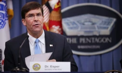 Marl Esper, désigné ministre de la Défense par le président américain Donald Trump, pendant une conférence de presse au Pentagone le 13 juillet 2018