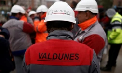 Photo d'archives d'une manifestation des employés de Valdunes en marge de la visite d'Emmanuel Macron à Dunkerque, le 12 mai 2023