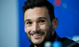 Le gardien français Hugo Lloris en conférence de presse à Saint Pétersbourg le 9 juillet 2018