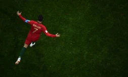 L'attaquant portugais Cristiano Ronaldo après son 3e but contre l'Espagne lors du Mondial, le 15 juin 2018 à Sotchi
