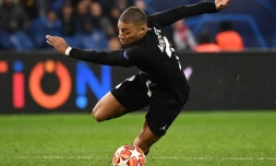 L'attaquant du PSG Kylian Mbappé lors du match face à Manchester United au Parc des Princes le 6 mars 2019