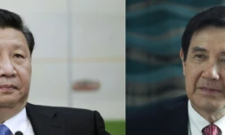 Montage photo montrant le président chinois Xi Jinping (g) et son homologue taïwanais Ma Ying-jeou (d)