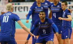 Les volleyeurs français lors du match contre l'Italie, lors de l'Euro, le 11 octobre 2015 à Turin