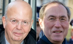 Patrick Buisson (G), à Paris le 15 octobre 2012 et Claude Guéant (D)à Paris le 5 décembre 2011