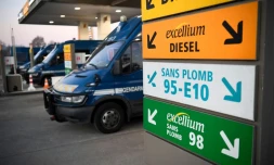 Une station-service près du dépôt pétrolier de Vern-sur-Seiche, près de Rennes, le 3 décembre