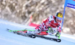 L'Autrichien Marcel Hirscher lors du premier géant de Kranjska Gora, le 4 mars 2016
