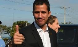 L'opposant vénézuelien Juan Guaido avant une rencontre avec le président Lenin Moreno à Salinas, le 2 mars 2019 en Equateur