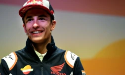 Le pilote espagnol, champion du monde, Marc Marquez, lors de la présentation de sa nouvelle Honda Repsol à Madrid le 27 janvier 2020