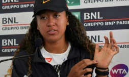 La Japonaise Naomi Osaka en conférence de presse à Rome le 19 mai 2019