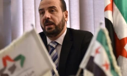 Nasr al-Hariri, le chef de l'opposition syrienne en exil, durant une interview avec l'AFP à Ryad, le 26 juillet 2018