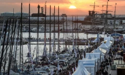 Les bateaux engagés dans la Transat Jacques Vabre, à la veille du départ au port du Havre le 6 novembre 2021