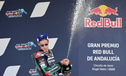 Le Français Fabio Quartararo vainqueur sur Yamaha-SRT du GP moto d'Andalousie sr le circuit de Jerez, le 26 juillet 2020