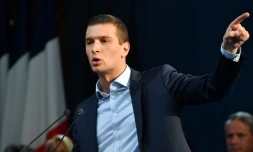 Jordan Bardella tête de liste du Rassemblement National (RN), à Hénin-Beaumont, le 24 mai 2019