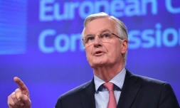 Le négociateur en chef de l'UE Michel Barnier, lors d'une conférence de presse à Bruxelles le 9 février 2018