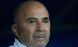 L'entraßneur Jorge Sampaoli alors sélectionneur de l'Argentine, lors du match contre le Nigeria au Mondial en Russie, le 26 juin 2018 à Saint-Pétersbourg