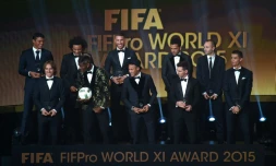 Le 11 Fifa/Fifpro 2015 (manque Neuer, en stage au Qatar avec le Bayern), le 11 janvier 2016 à Zurich