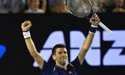 Novak Djokovic, vainqueur de Roger Federer en demi-finale de l'Open d'Australie, le 28 janvier 2016 Ă Melbourne