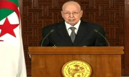 Capture d'écran du président algérien Abdelkader Bensalah s'exprimant dans un discours à la nation le 3 juillet 2019