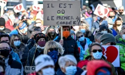 Manifestation pour l'ouverture des stations de ski à Noël, le 2 décembre 2020 à Bourg-Saint-Maurice (Savoie)