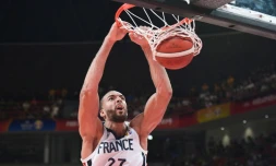 Le Français Rudy Gobert lors de la victoire sur l'Allemagne 78-74 à Shenzhen le 1er septembre 2019 lors du Mondial
