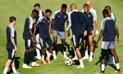 Les Français à l'entraînement le 29 juin 2018 la veille du match face à l'Argentine lors du Mondial