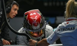 Le Britannique Lewis Hamilton (Mercedes) lors des essais libres pour le GP du Mexique, le 25 octobre 2019 à Mexico 