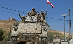 Des militaires libanais à Ras Baalbek, le 21 août 2017, revenant de la zone frontalière en Syrie où a lieu une offensive contre l'EI